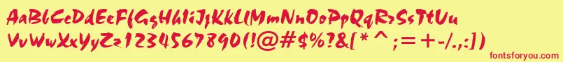 StaccatoAv Font – Red Fonts on Yellow Background