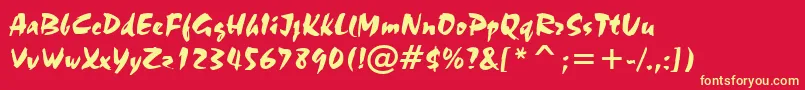StaccatoAv Font – Yellow Fonts on Red Background