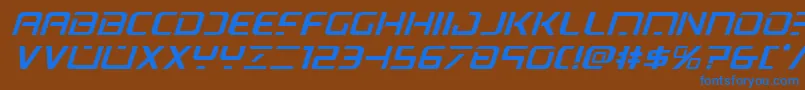 フォントPsyonicexpandital – 茶色の背景に青い文字