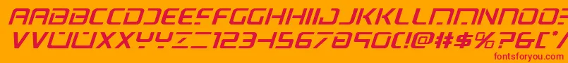 Psyonicexpandital-Schriftart – Rote Schriften auf orangefarbenem Hintergrund