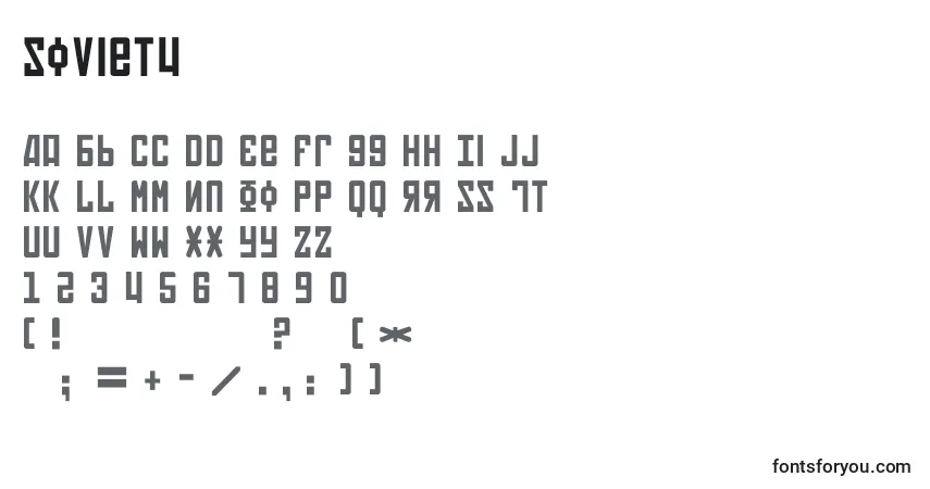A fonte Soviet4 – alfabeto, números, caracteres especiais