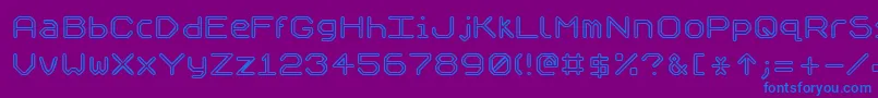Speculo-Schriftart – Blaue Schriften auf violettem Hintergrund