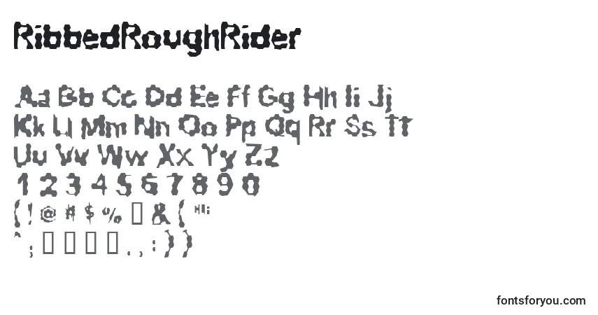 Czcionka RibbedRoughRider – alfabet, cyfry, specjalne znaki