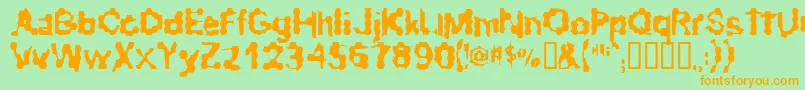 RibbedRoughRider-Schriftart – Orangefarbene Schriften auf grünem Hintergrund
