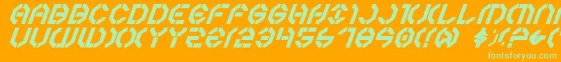 Year3000boldItalic Font – Green Fonts on Orange Background