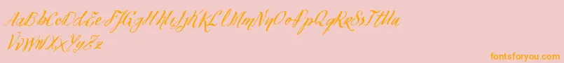 VtksFelicidade2016-Schriftart – Orangefarbene Schriften auf rosa Hintergrund