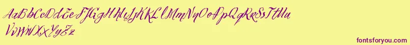 VtksFelicidade2016 Font – Purple Fonts on Yellow Background