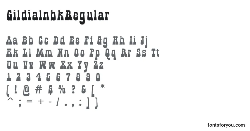 A fonte GildialnbkRegular – alfabeto, números, caracteres especiais