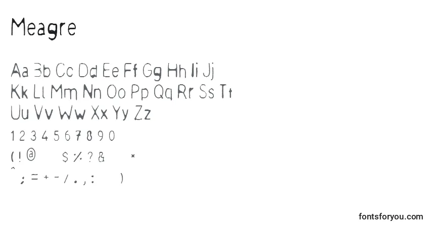 Шрифт Meagre – алфавит, цифры, специальные символы