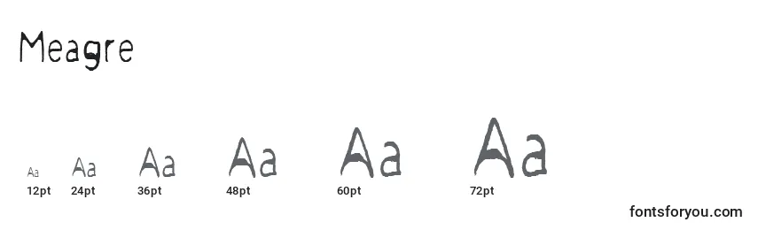Размеры шрифта Meagre