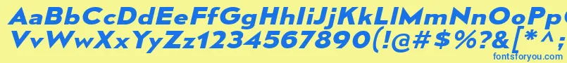 MesmerizeExBdIt-Schriftart – Blaue Schriften auf gelbem Hintergrund