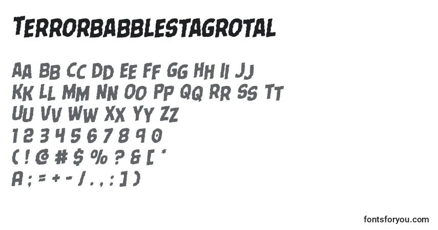 Schriftart Terrorbabblestagrotal – Alphabet, Zahlen, spezielle Symbole