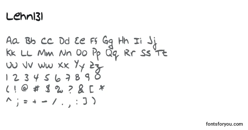 Czcionka Lehn131 – alfabet, cyfry, specjalne znaki