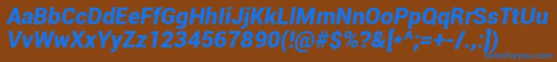 RobotoBlackItalic Font – Blue Fonts on Brown Background