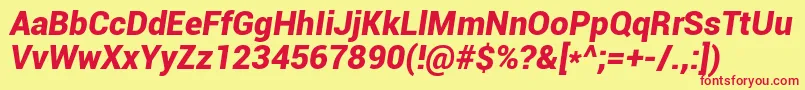フォントRobotoBlackItalic – 赤い文字の黄色い背景