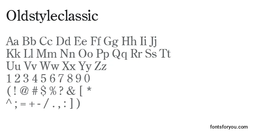 A fonte Oldstyleclassic – alfabeto, números, caracteres especiais