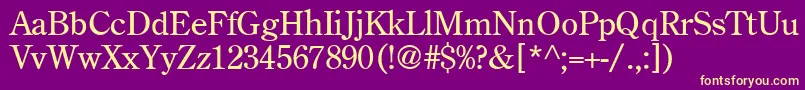 Oldstyleclassic-fontti – keltaiset fontit violetilla taustalla