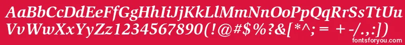 SlimbachstdBolditalic-Schriftart – Weiße Schriften auf rotem Hintergrund