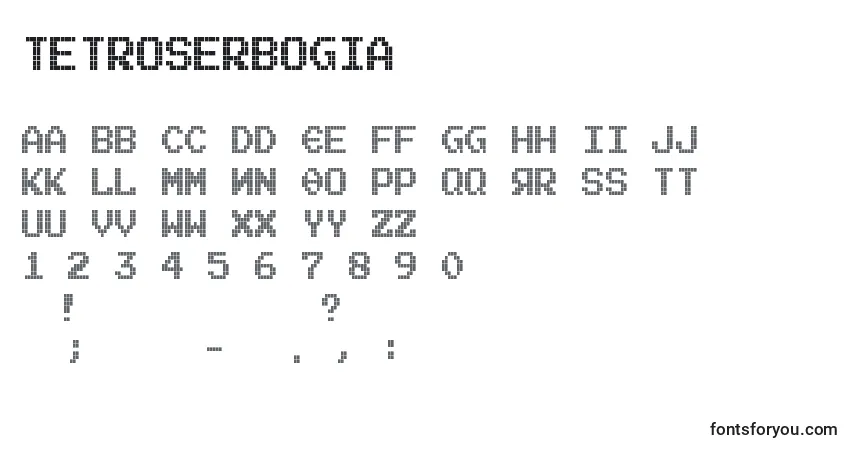 Шрифт Tetroserbogia – алфавит, цифры, специальные символы