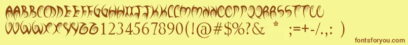 YourBloodyChoice-fontti – ruskeat fontit keltaisella taustalla