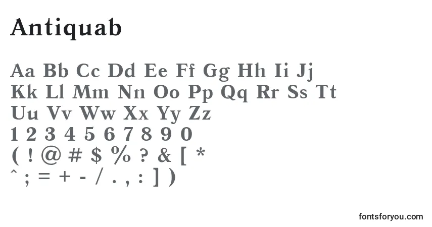 Antiquab-fontti – aakkoset, numerot, erikoismerkit