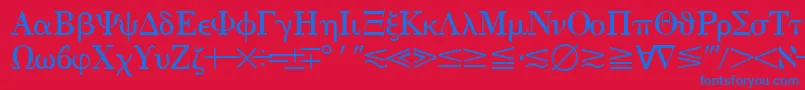 フォントQuantapithreesskRegular – 赤い背景に青い文字