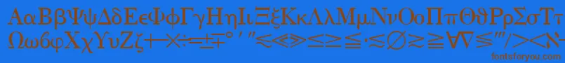 QuantapithreesskRegular-Schriftart – Braune Schriften auf blauem Hintergrund