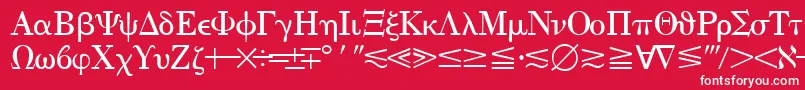 Fonte QuantapithreesskRegular – fontes brancas em um fundo vermelho