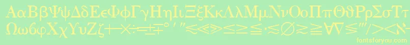 QuantapithreesskRegular Font – Yellow Fonts on Green Background