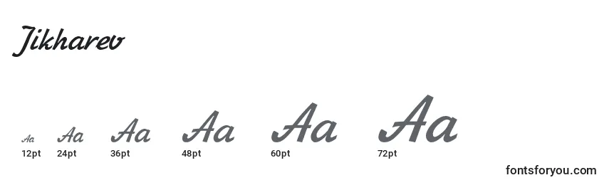 Размеры шрифта Jikharev