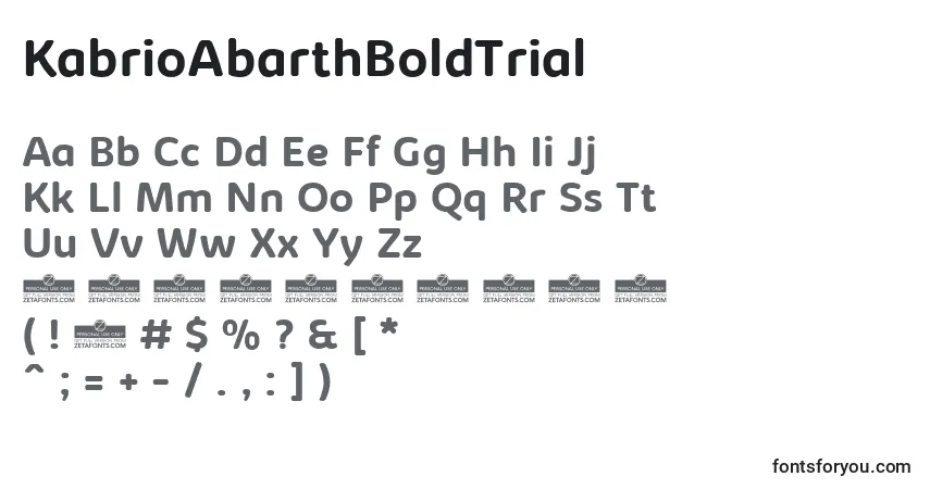 Шрифт KabrioAbarthBoldTrial – алфавит, цифры, специальные символы