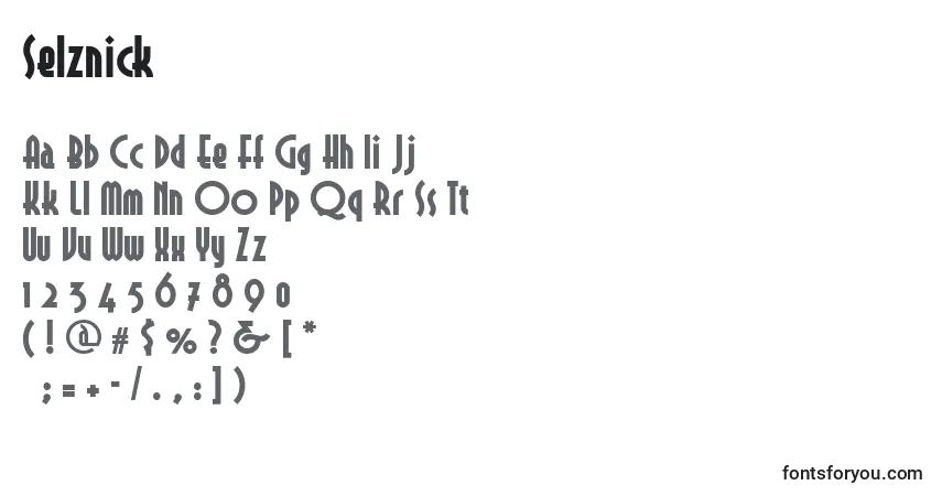 A fonte Selznick – alfabeto, números, caracteres especiais