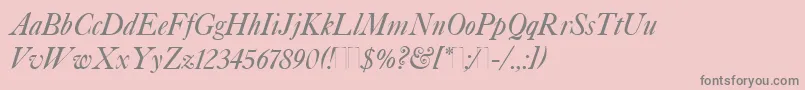 フォントCaslonItalicPlain – ピンクの背景に灰色の文字