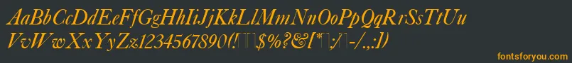 フォントCaslonItalicPlain – 黒い背景にオレンジの文字