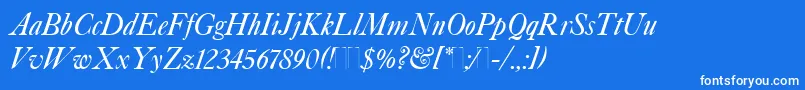 Czcionka CaslonItalicPlain – białe czcionki na niebieskim tle