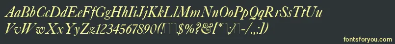 フォントCaslonItalicPlain – 黒い背景に黄色の文字