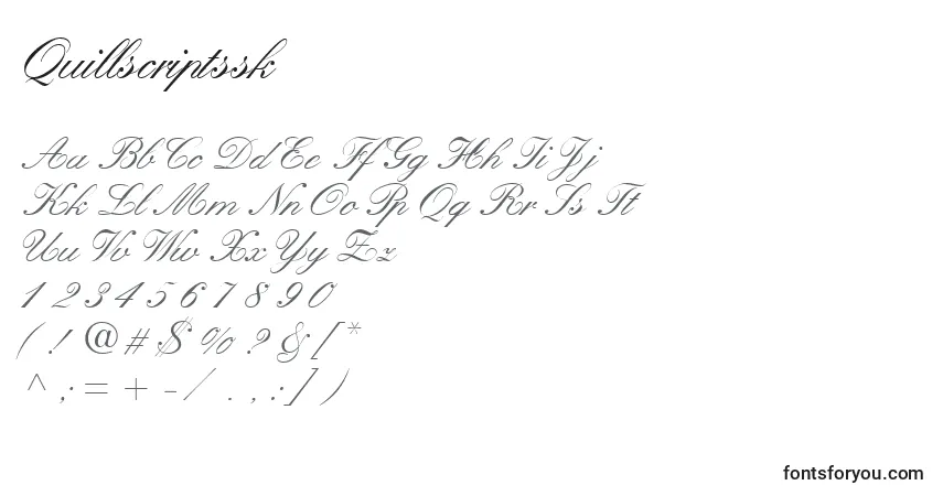 Czcionka Quillscriptssk – alfabet, cyfry, specjalne znaki