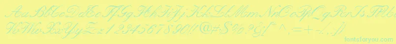 Quillscriptssk Font – Green Fonts on Yellow Background