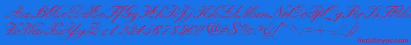 Quillscriptssk-Schriftart – Rote Schriften auf blauem Hintergrund