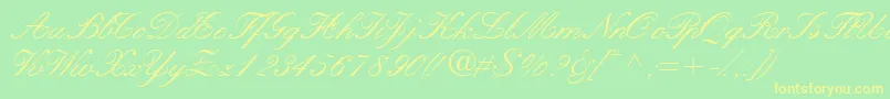 Quillscriptssk Font – Yellow Fonts on Green Background