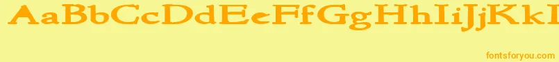 NewstylewideBold Font – Orange Fonts on Yellow Background