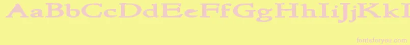 NewstylewideBold-fontti – vaaleanpunaiset fontit keltaisella taustalla
