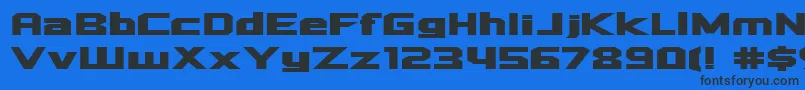 Czcionka Quadrang – czarne czcionki na niebieskim tle