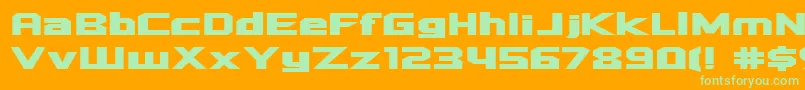 Fonte Quadrang – fontes verdes em um fundo laranja