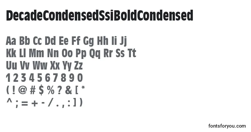 Schriftart DecadeCondensedSsiBoldCondensed – Alphabet, Zahlen, spezielle Symbole