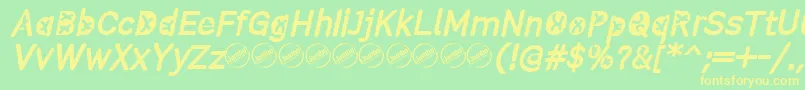 ComistainItalic Font – Yellow Fonts on Green Background