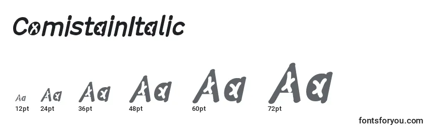 Размеры шрифта ComistainItalic