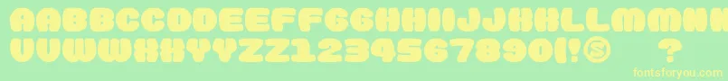 フォントGomariceDoughnutMonster – 黄色の文字が緑の背景にあります