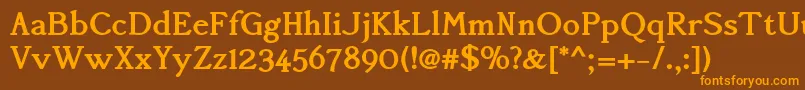 AccanthisadfstdBold-Schriftart – Orangefarbene Schriften auf braunem Hintergrund