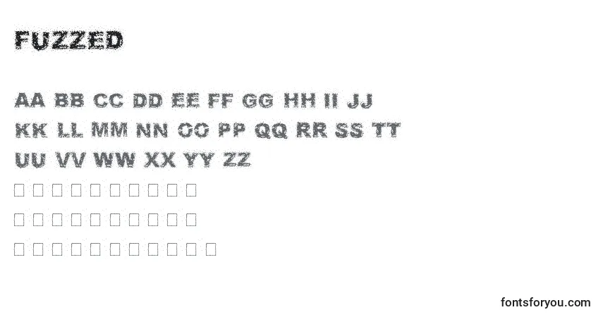 Schriftart Fuzzed – Alphabet, Zahlen, spezielle Symbole